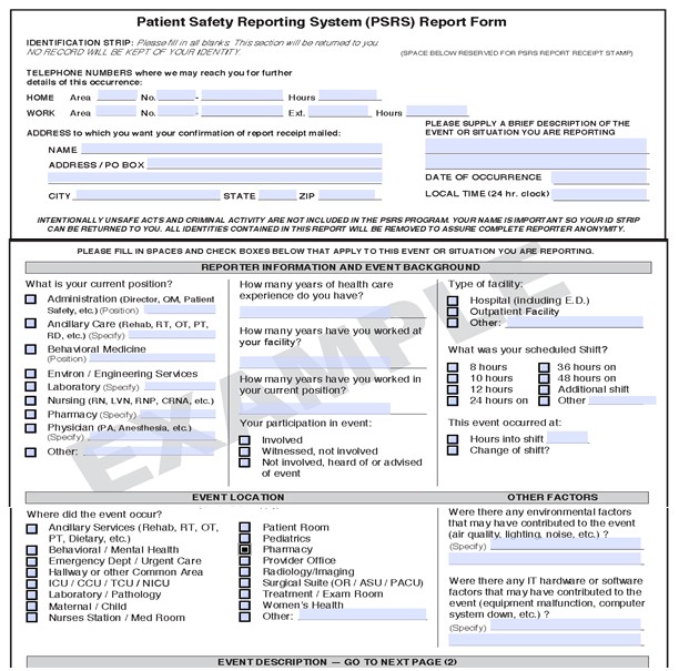 Patient Safety Reporting