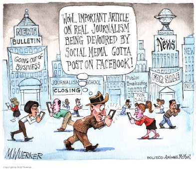Social Media Satirical Cartoon by M. Wuerker