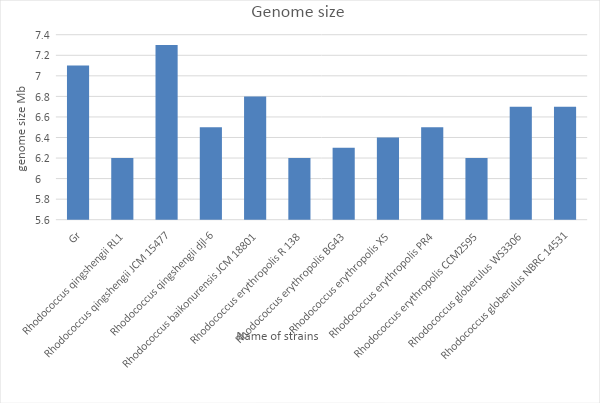 The comparison of genome sizes in megabase