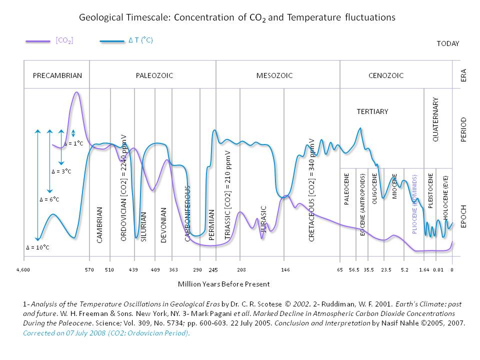 Concentration of CO2 and temperature fluctuation