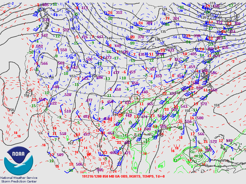 Atmospheric Weather Condition at 850mb on December 16.