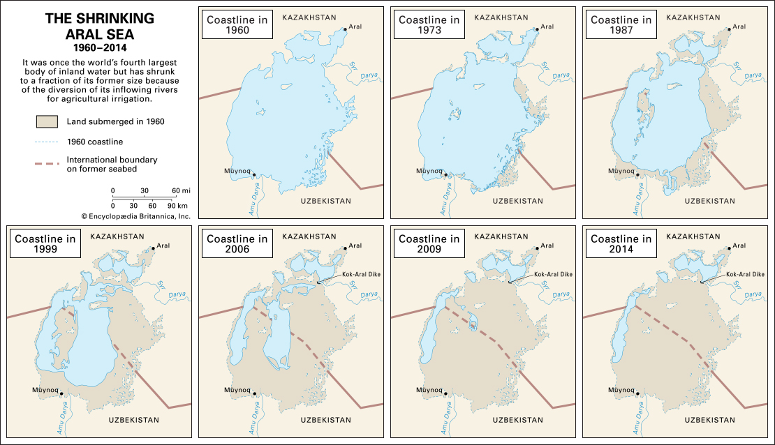 The Aral Sea has deteriorated over the years.