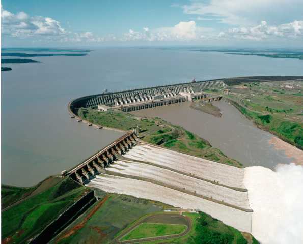 An aerial view of the Itaipu Dam