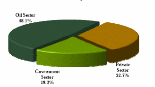 Involvement of economic segments to GDP in 2009. Source: SAMA (125)