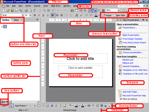 The main window of a Microsoft PowerPoint application