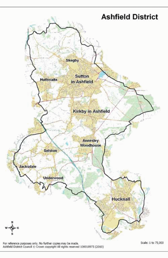 Map of Ashfield District
