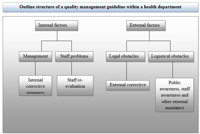 Outline structure of a quality management auideline within a health department