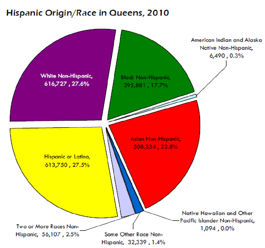 Distribution of the races in Queens New York.