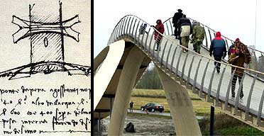 The Sketch and the Completed E-18 Pedestrian Footbridge