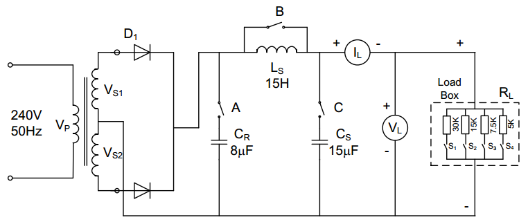 A full wave rectifier with a Centre-tapped transformer