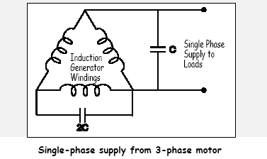 Single phase supply from 3-phase generator.