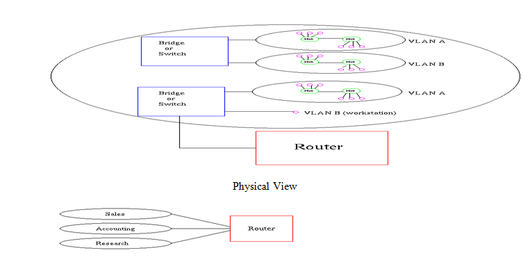 Physical and Logical View of a VLAN