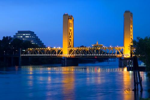 Tower Bridge at Night in Sacramento.