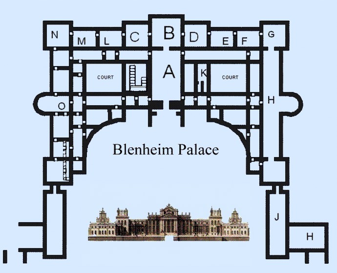 Diagrammatic representation of the Blenheim Palace.