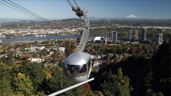 Aerial tram cars in Portland.