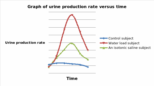 A graph of urine production rate versus time