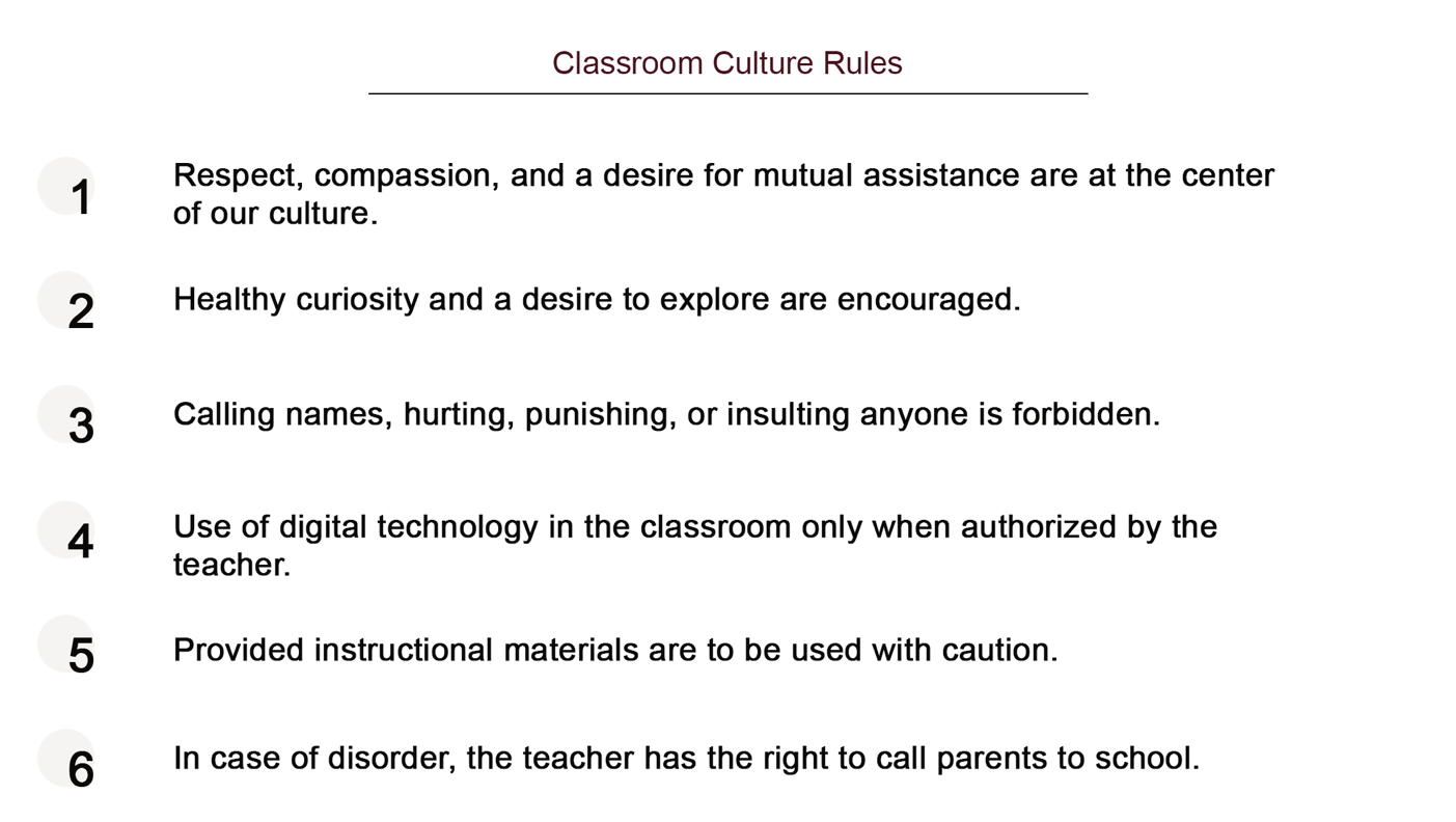 Classroom Rules/Expectations and Procedures