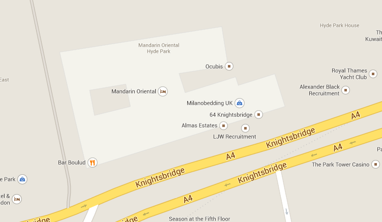 Mandarin Hotel location (image created with GoogleMaps).