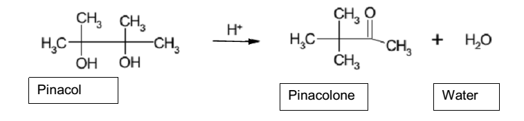 Dehydration of pinacol to form pinacolone