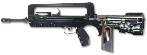 Sectional view of the FA-MAS rifle for airsoft games