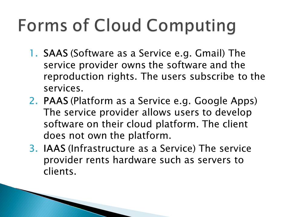 Forms of Cloud Computing