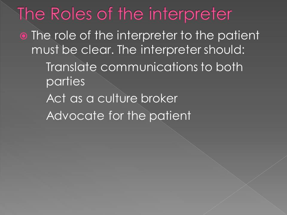 The Roles of the interpreter