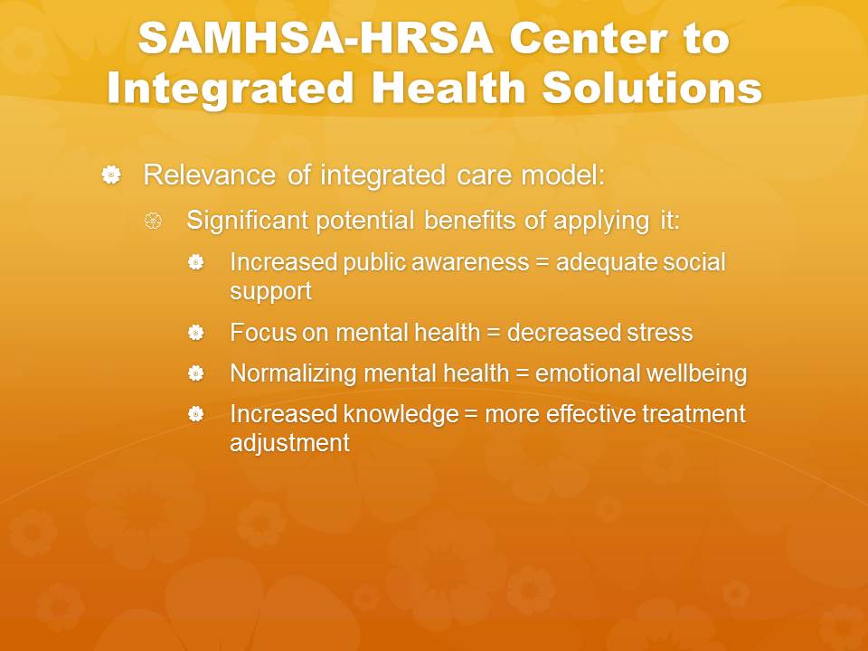 SAMHSA-HRSA Center to Integrated Health Solutions