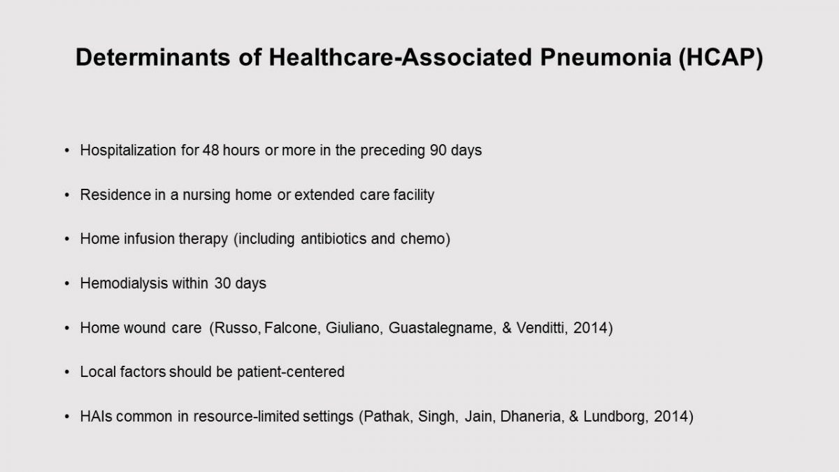 Determinants of Healthcare-Associated Pneumonia (HCAP)