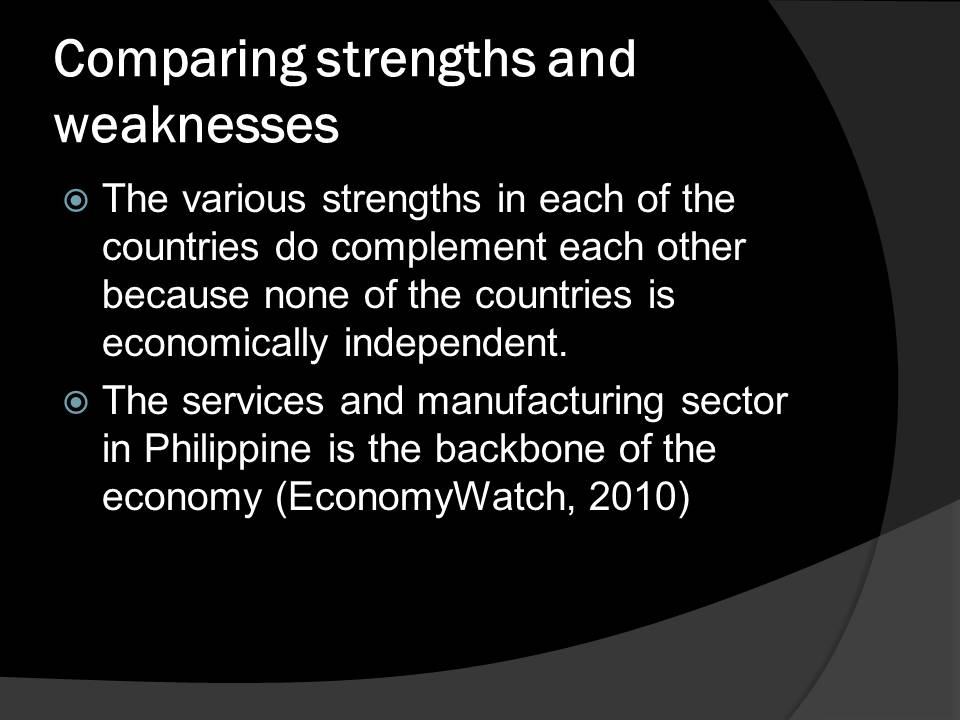Comparing strengths and weaknesses