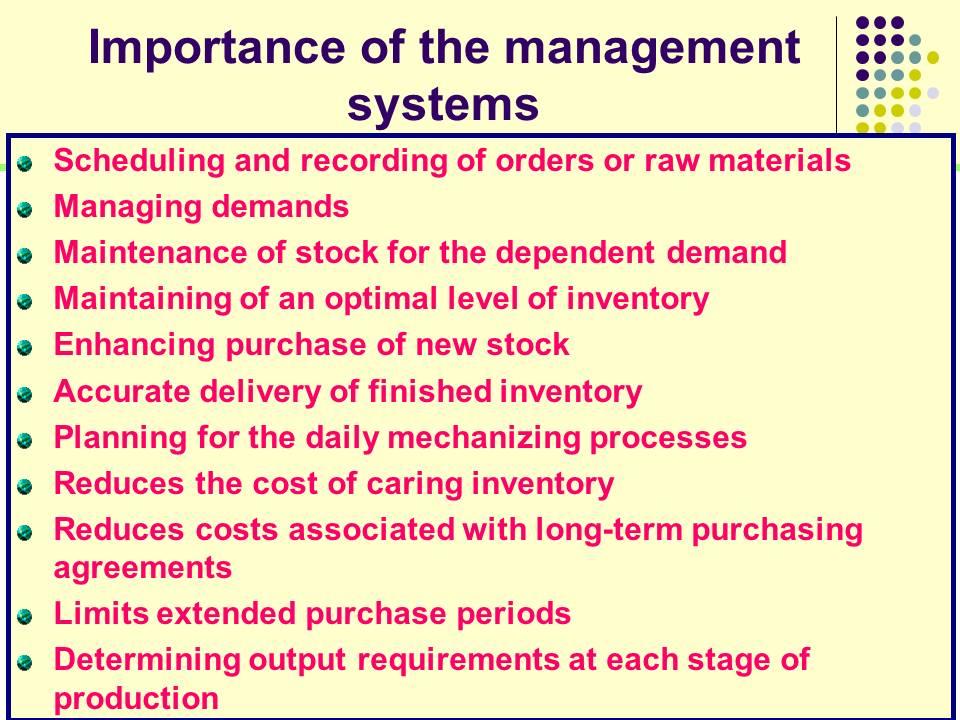 Importance of the management systems