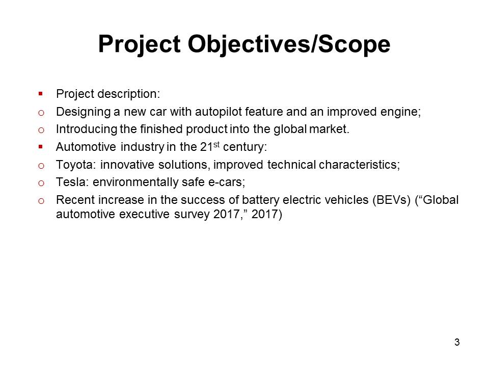 Project Objectives/Scope