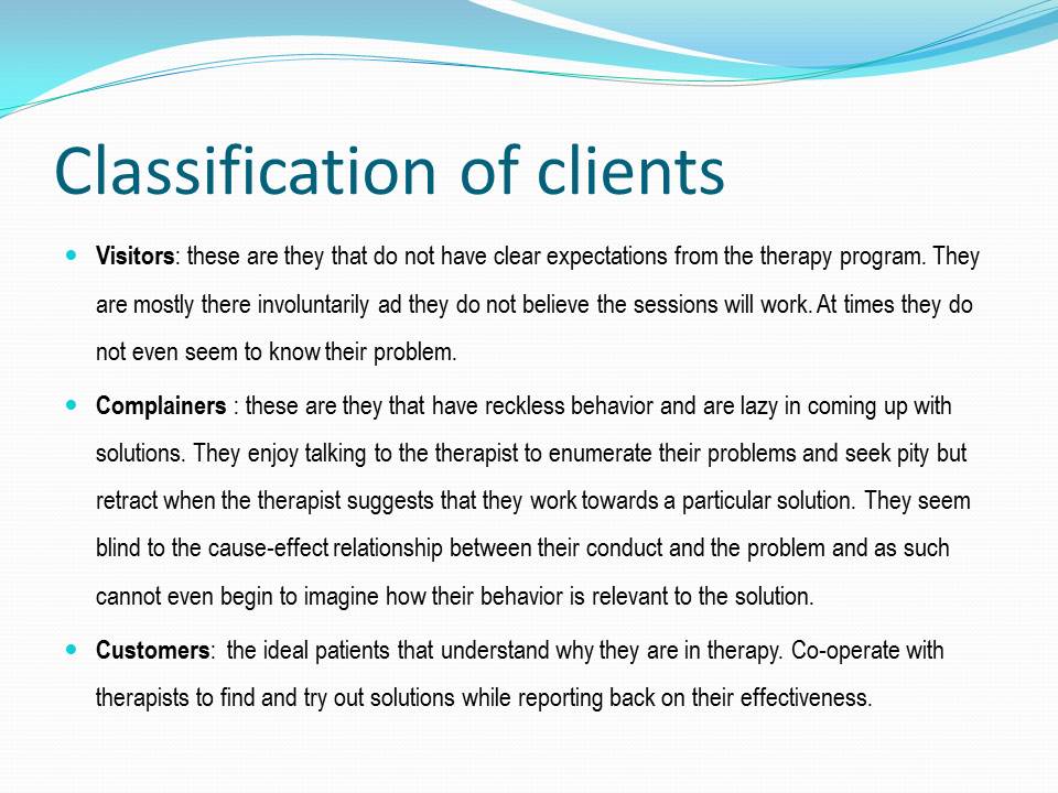 Classification of clients