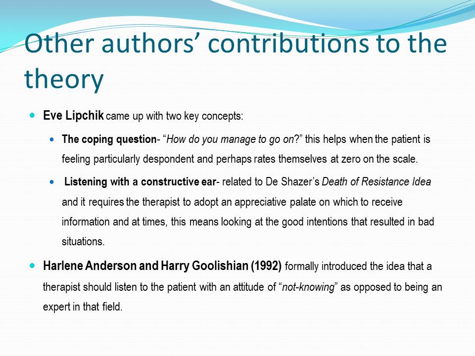 Other authors’ contributions to the theory