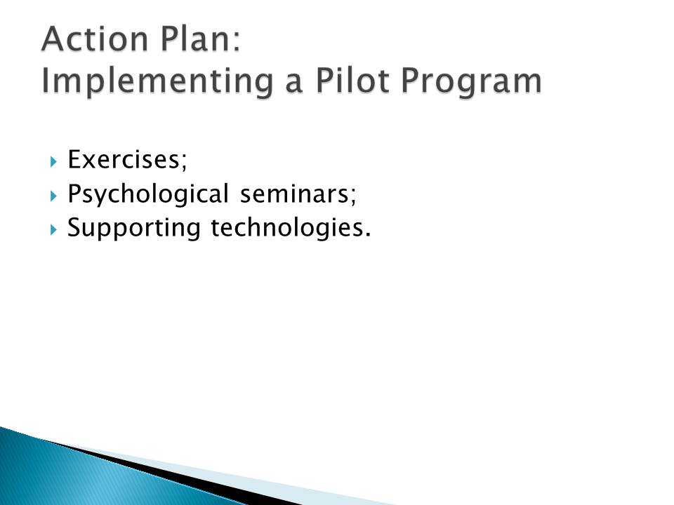 Action Plan: Implementing a Pilot Program