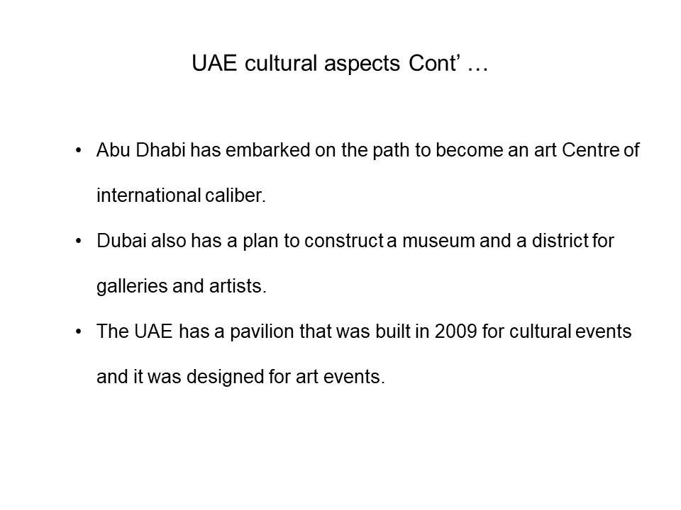 UAE cultural aspects Cont'