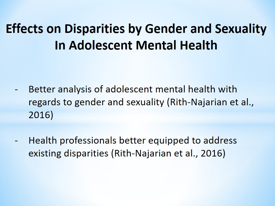 Effects on Disparities by Gender and Sexuality In Adolescent Mental Health
