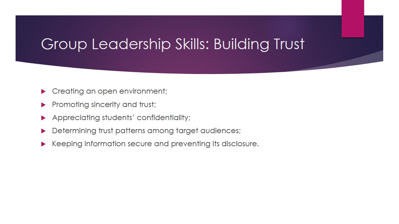 Group Leadership Skills: Building Trust