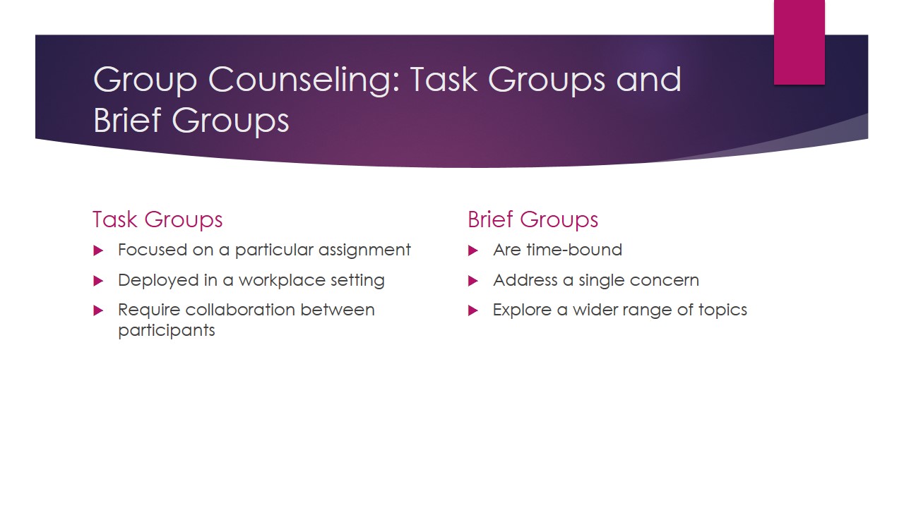 Group Counseling: Task Groups and Brief Groups