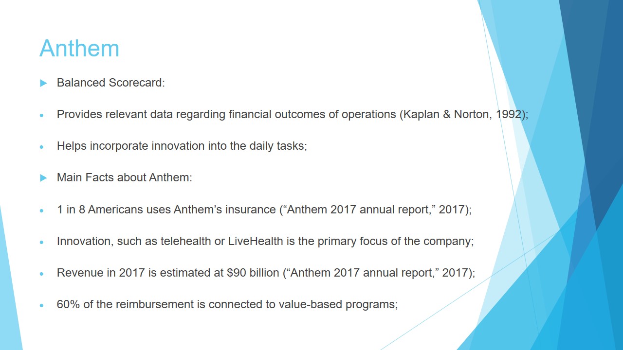 Anthem Organization Balanced Scorecard 2900 Words Presentation