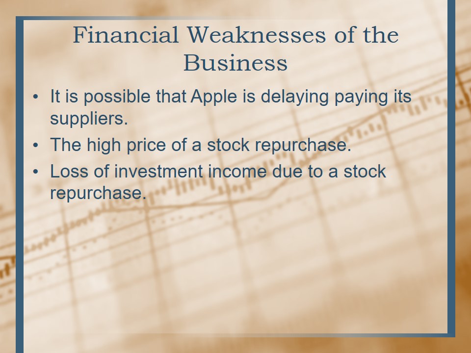 Financial Weaknesses of the Business