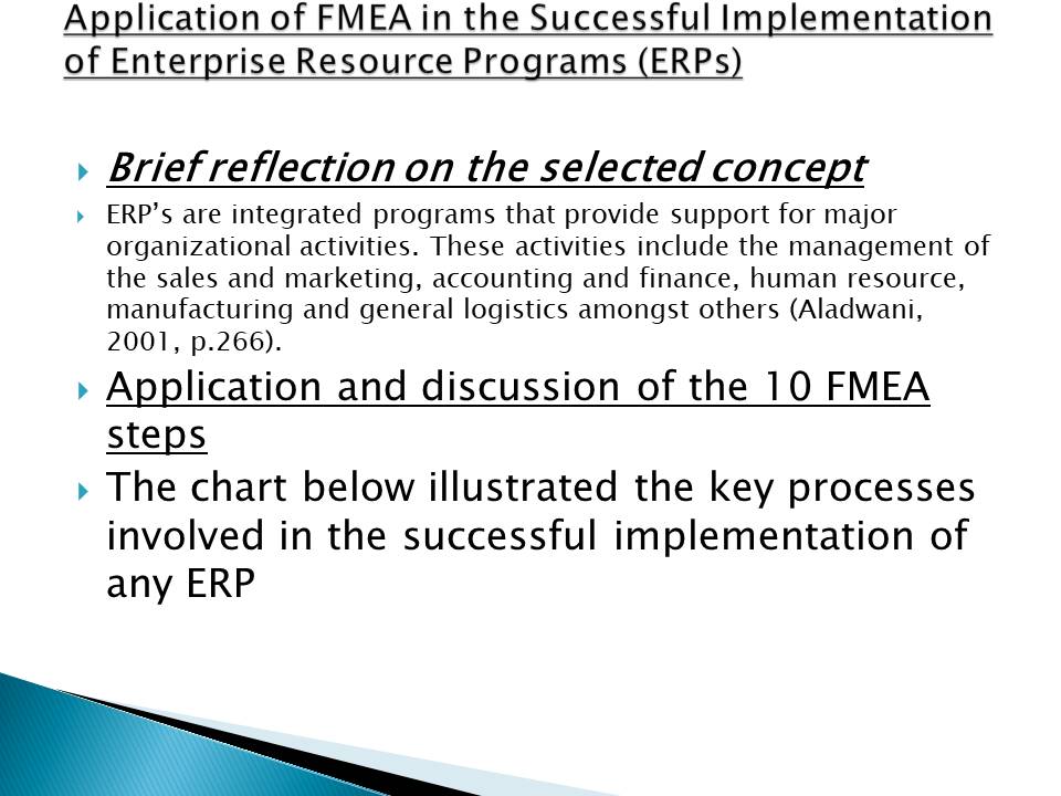 Application of FMEA in the Successful Implementation of ERPs