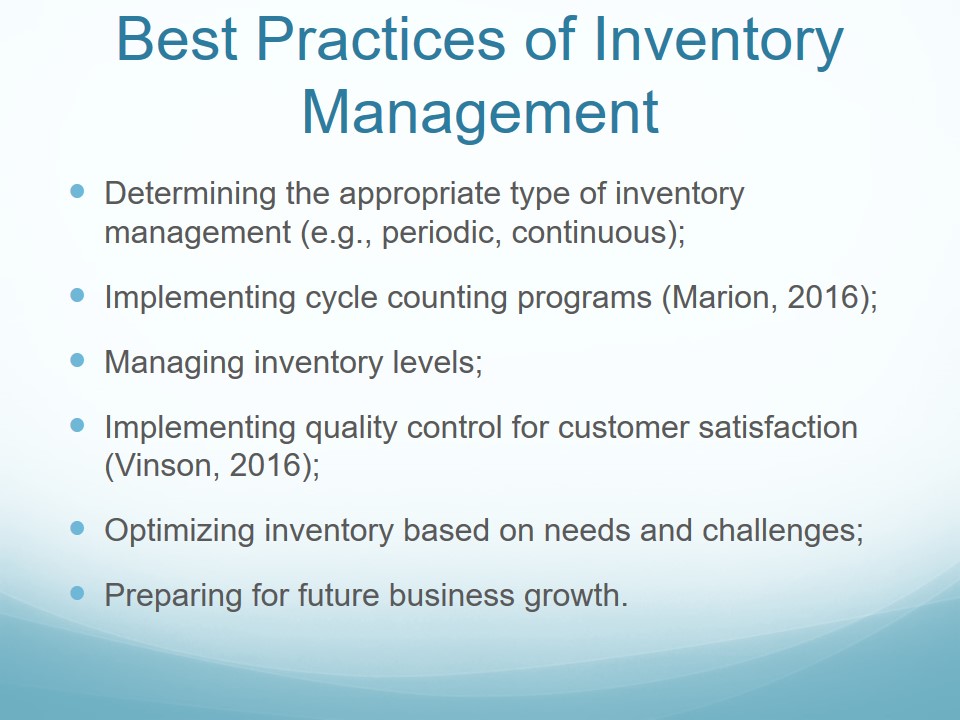 Best Practices of Inventory Management