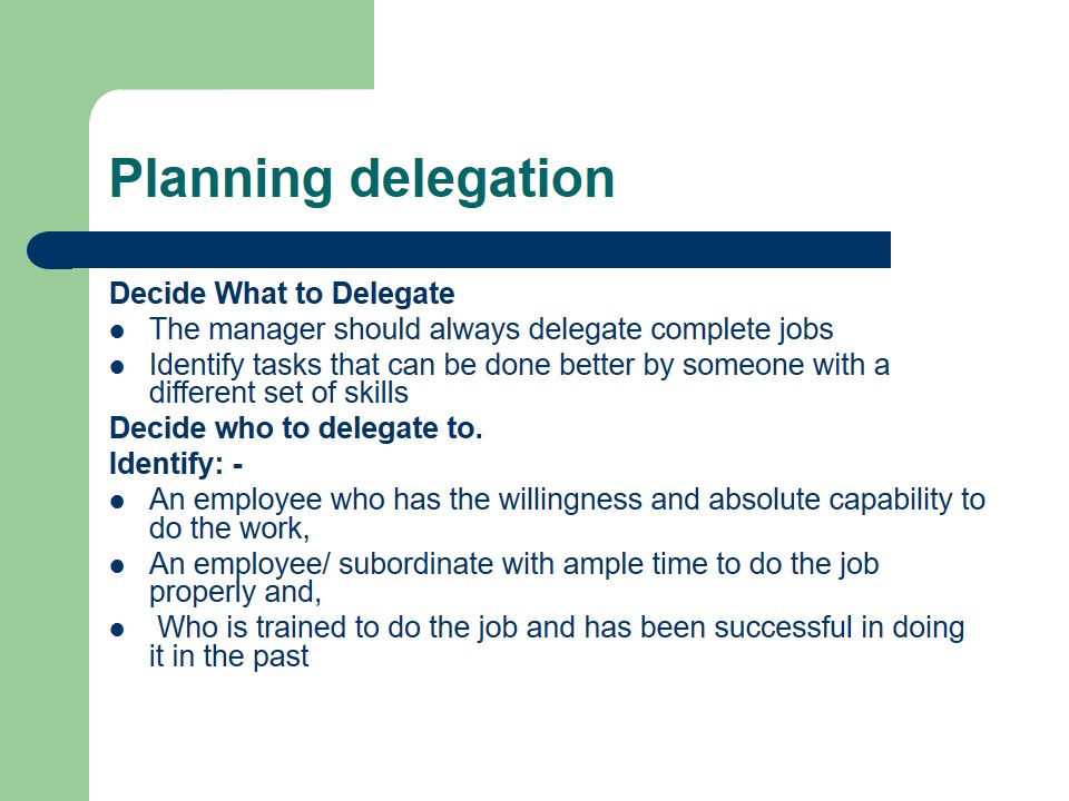 Planning delegation