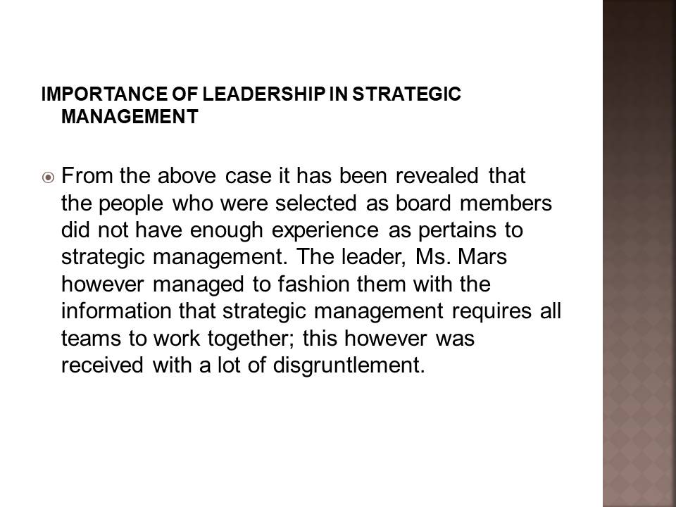 Importance of Leadership in Strategic Management