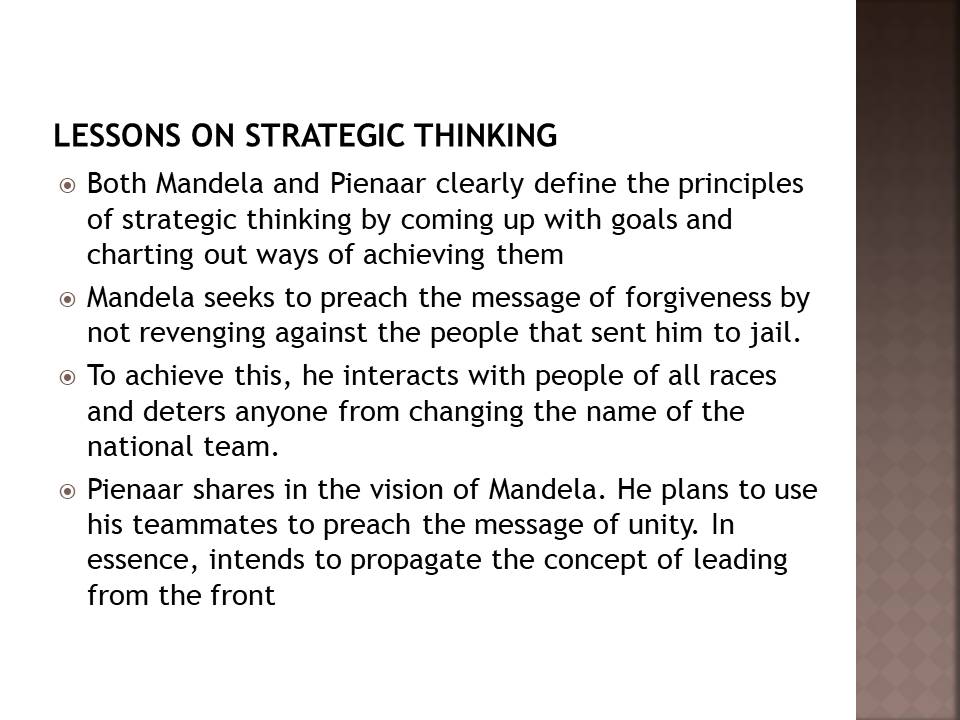 Lessons on Strategic Thinking