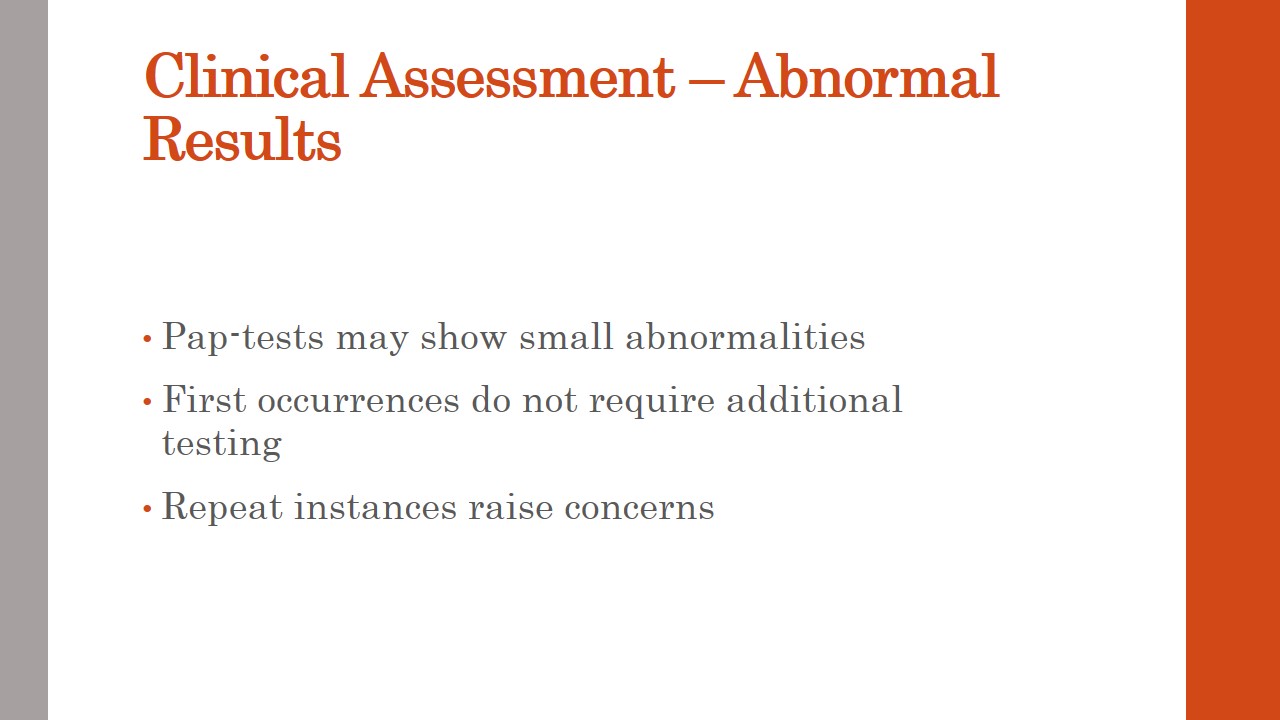 Clinical Assessment – Abnormal Results