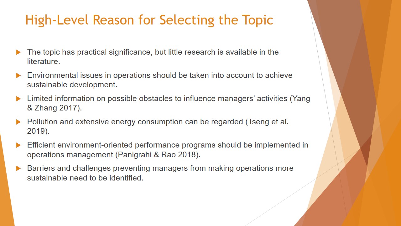 High-Level Reason for Selecting the Topic