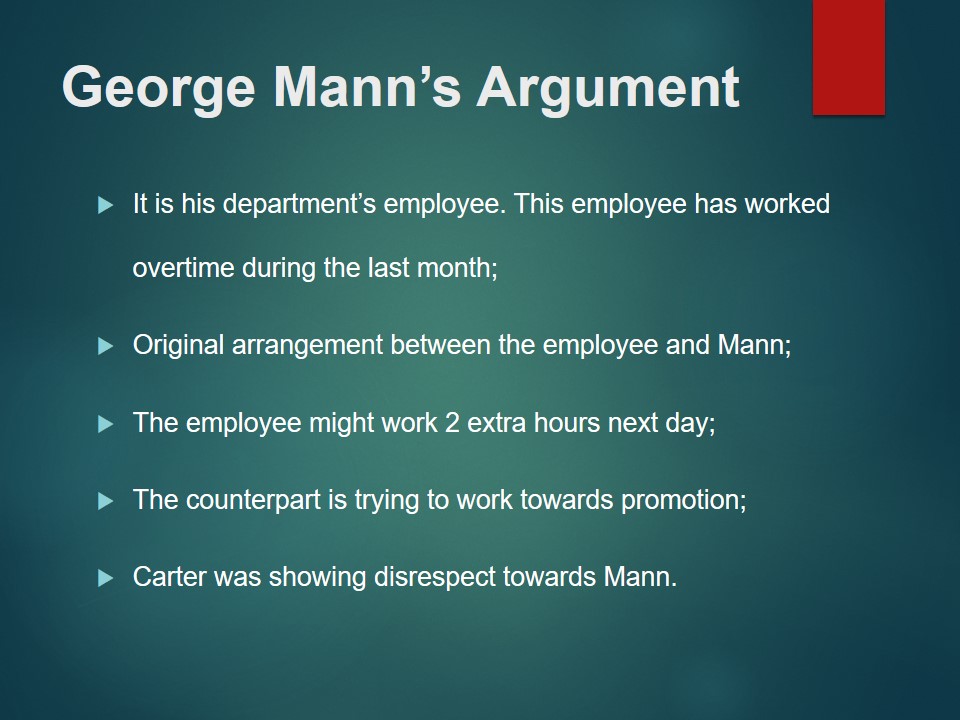 George Mann’s Argument