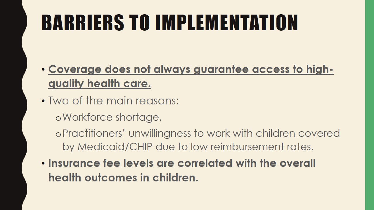 Barriers to implementation