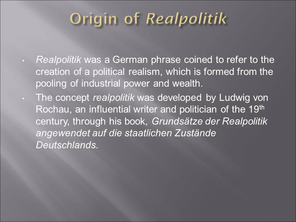 Origin of Realpolitik